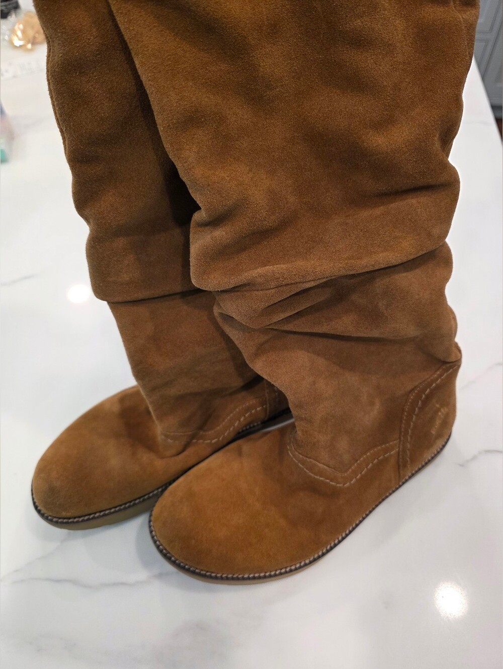 Earth Women’s Suede Slouchy Heeled Boots - Brown